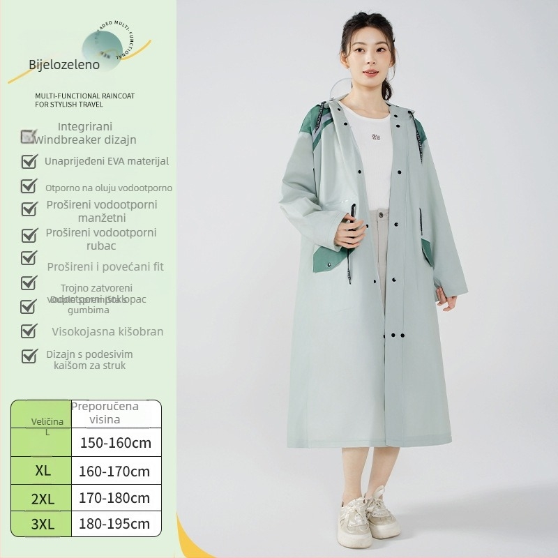 Unisex kišna pončo za odrasle, windbreaker stil, debeli EVA materijal, potpuna zaštita tijela, sve-u-jednom kišna oprema, višekratna upotreba, za planinarenje, vožnju biciklom i putovanja