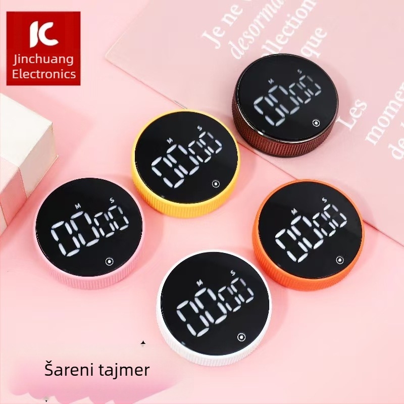 LED digitalni kuhinjski timer, kružno kućište od ABS-a, podesivi tajmer, elektronički pogon, baterijsko napajanje