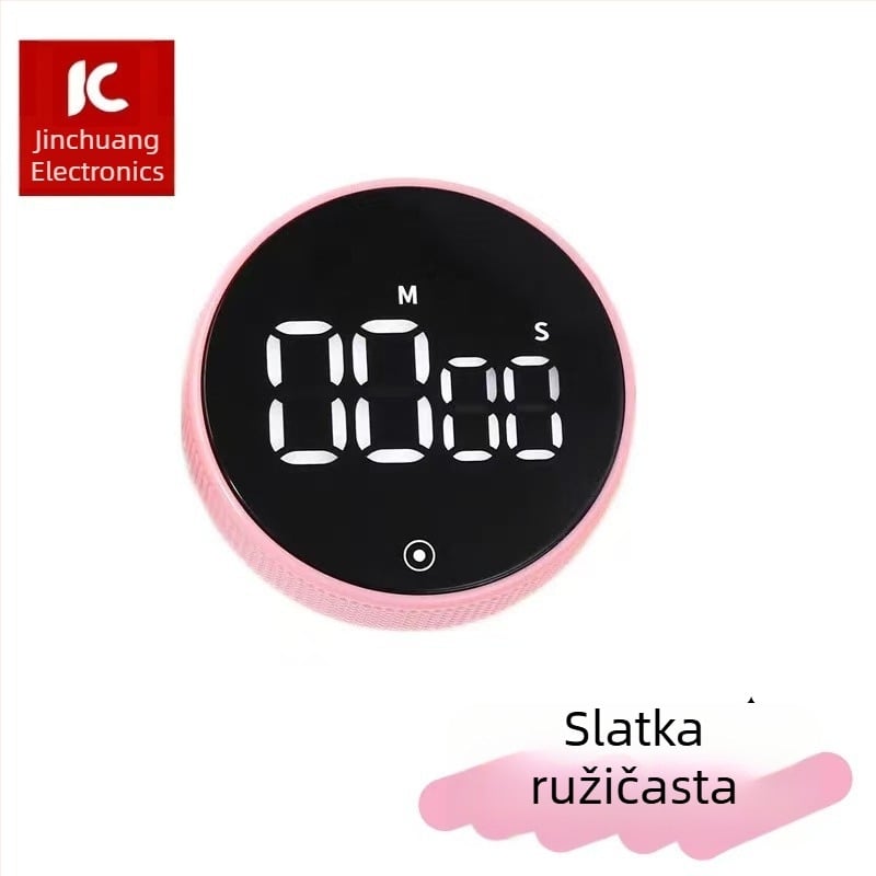 LED digitalni kuhinjski timer, kružno kućište od ABS-a, podesivi tajmer, elektronički pogon, baterijsko napajanje