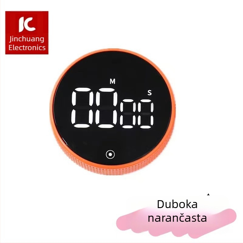 LED digitalni kuhinjski timer, kružno kućište od ABS-a, podesivi tajmer, elektronički pogon, baterijsko napajanje