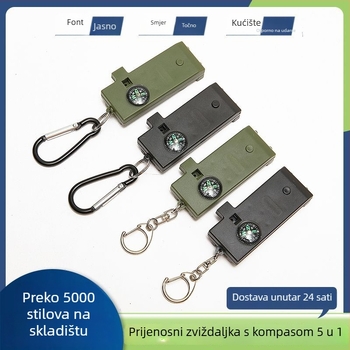 Lesen vanjska pet-in-one višenamjenska zviždaljka s LED lampom, teleskopom i kompasom