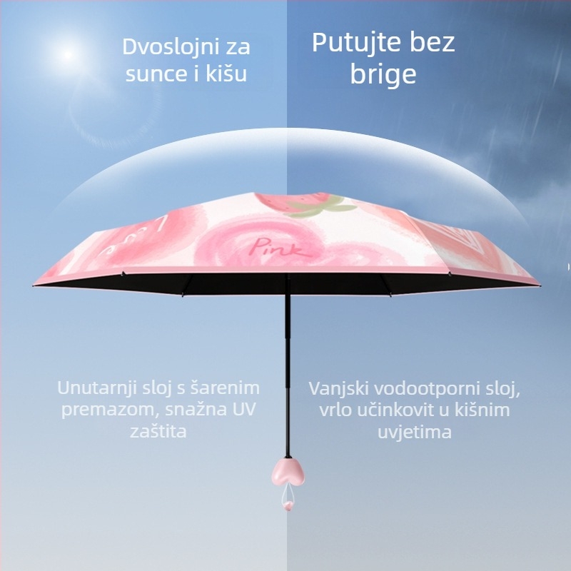 Sklopivi kišobran s 6 rebara, ručno otvaranje/zatvaranje, tkanina Impact Cloth 190t, rebarske od vlakana, željezni štap