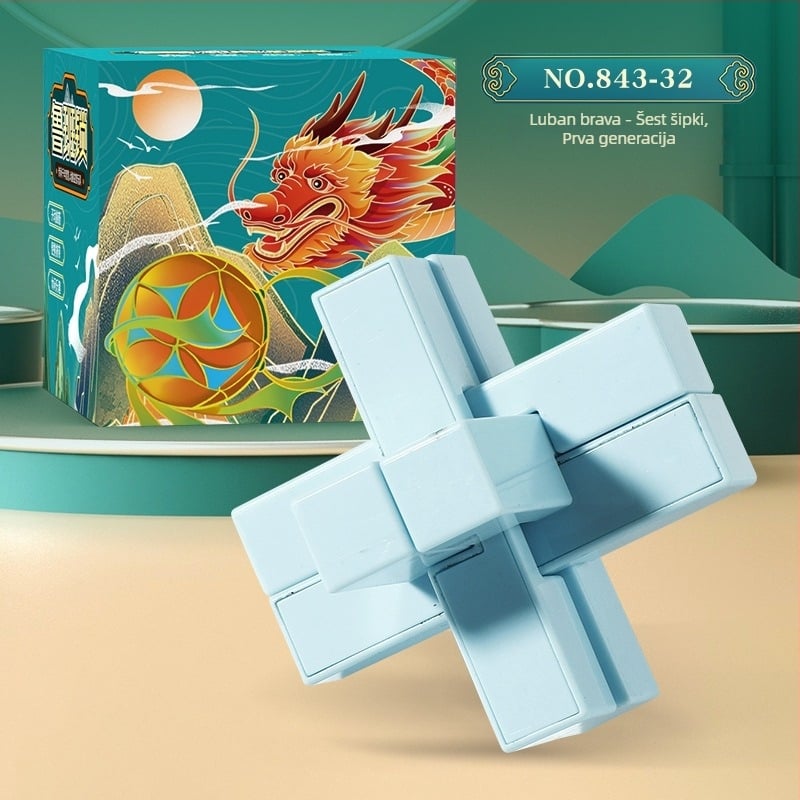 Kongming Lock/Luban Lock - plastični logički zagonet za djecu 7–14 godina, otključavanje, kategorija: brava-puzzle, mogućnost prilagodbe
