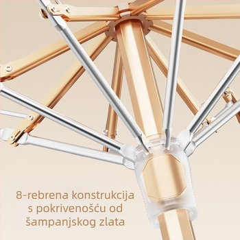 Ženski kišobran za UV zaštitu, kišu ili sunce, sklopiv i lagan za nošenje, aluminijski okvir i drška, platno od plastike 170T s vinilnim premazom