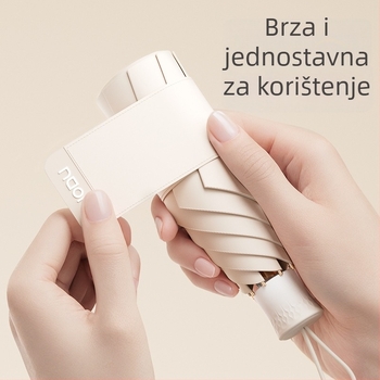 Ženski kišobran za UV zaštitu, kišu ili sunce, sklopiv i lagan za nošenje, aluminijski okvir i drška, platno od plastike 170T s vinilnim premazom