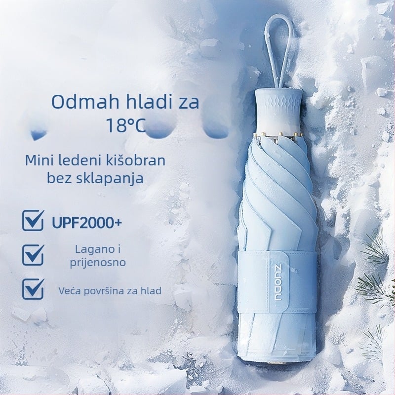 Ženski kišobran za UV zaštitu, kišu ili sunce, sklopiv i lagan za nošenje, aluminijski okvir i drška, platno od plastike 170T s vinilnim premazom