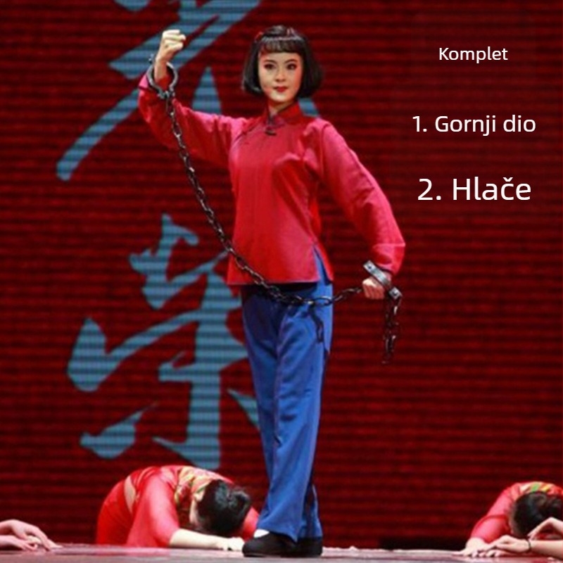 Liu Hulan dramski kostim, crvena bluza s velikim ovratnikom, kazališni stil