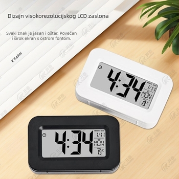 Višefunkcijski mjerač vremena budilica s LCD zaslonom, termometrom i pozadinskim osvjetljenjem, napajanje baterijom