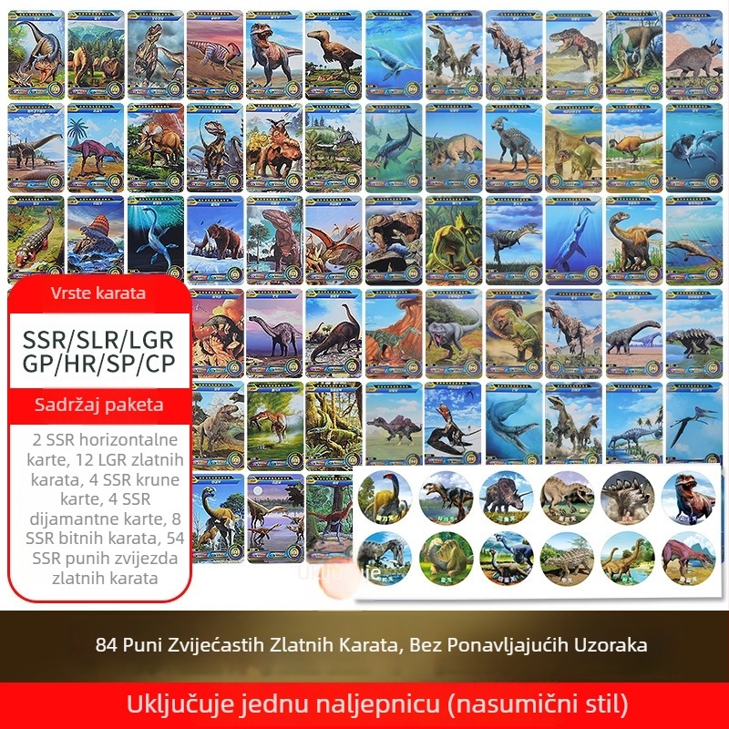 Kartice dinosaura za edukaciju djece – set kartica s albumom i društvenom igrom, papir, brend Pinchi, interaktivna igra roditelj-dijete, u OPP vrećici, uzrast 4–14