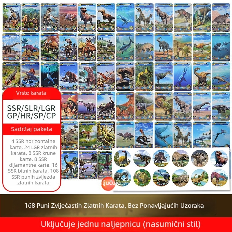 Kartice dinosaura za edukaciju djece – set kartica s albumom i društvenom igrom, papir, brend Pinchi, interaktivna igra roditelj-dijete, u OPP vrećici, uzrast 4–14