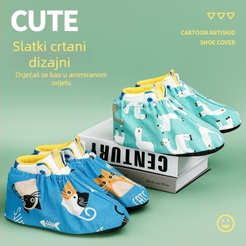 Dječje platnene navlake za cipele s karikaturnim dizajnom, protuklizne, otporne na habanje, antiprašne, perive, za unutarnju upotrebu u školskim računalnim sobama.