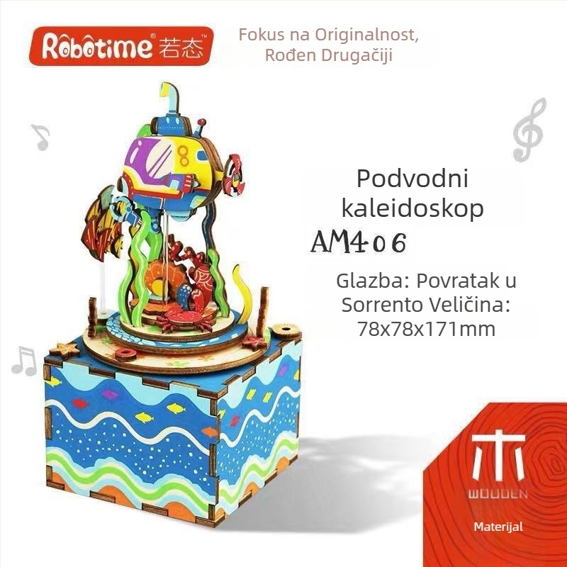 DIY drveni 3D glazbeni puzzle, ručno izrađeno, Ruotai model, edukativna igra, kutija za poklon