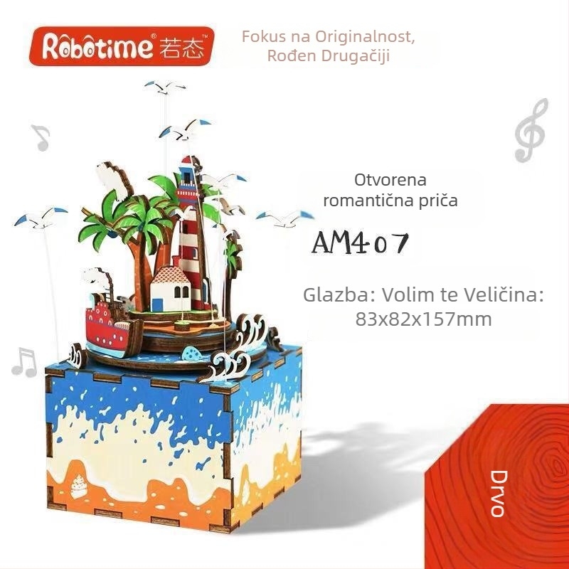 DIY drveni 3D glazbeni puzzle, ručno izrađeno, Ruotai model, edukativna igra, kutija za poklon