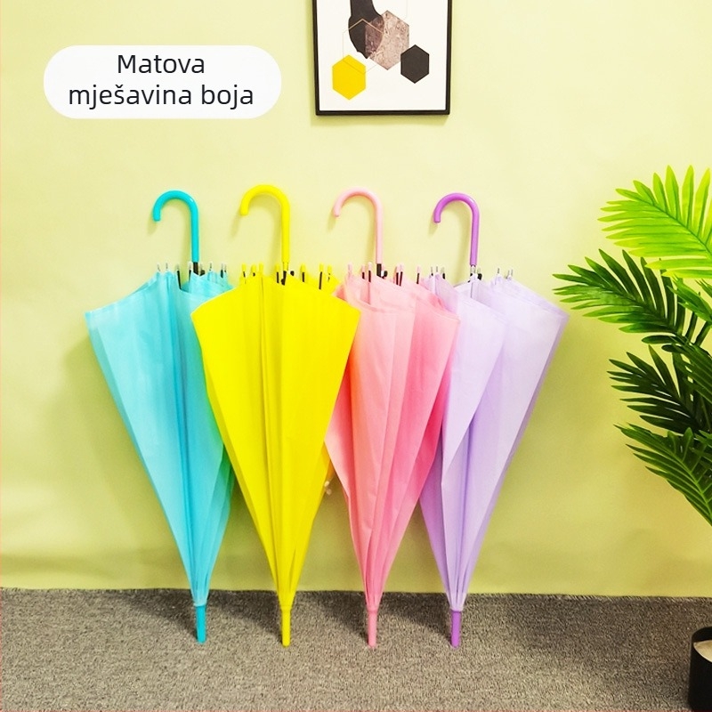 Proziran kišobran s dugim drškom, 8 željeznih rebara, plastični materijal, poluautomatno otvaranje, ispis logotipa