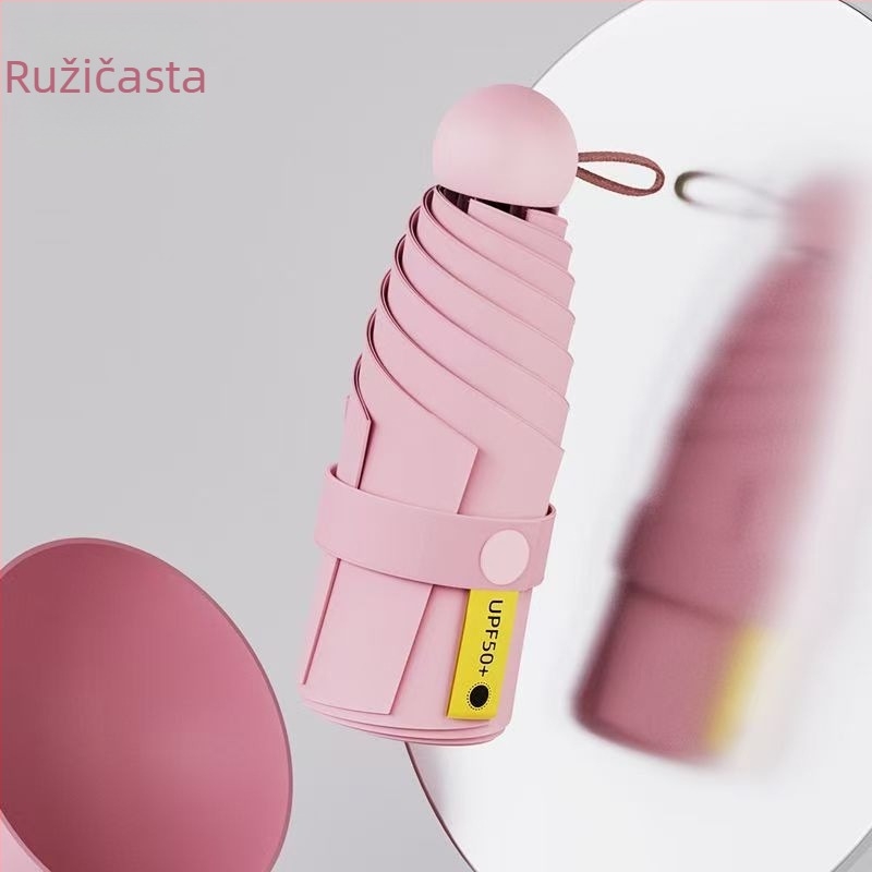 Petsegmentni kišobran za sunce i kišu s UV zaštitom UPF>50, kompaktni kapsulni dizajn, težina 200 g, metalna konstrukcija s 6 rebara