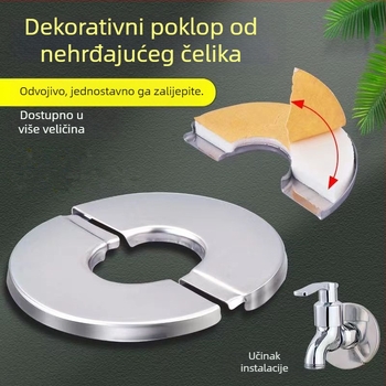 Nerđajući čelik dvodijelni dekorativni poklopac za kutni ventil; moderni minimalistički stil; debljina zida 5 mm; pogodno za vodovodne ventile, plinske cijevi i HVAC otvore