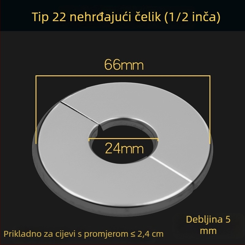 Nerđajući čelik dvodijelni dekorativni poklopac za kutni ventil; moderni minimalistički stil; debljina zida 5 mm; pogodno za vodovodne ventile, plinske cijevi i HVAC otvore