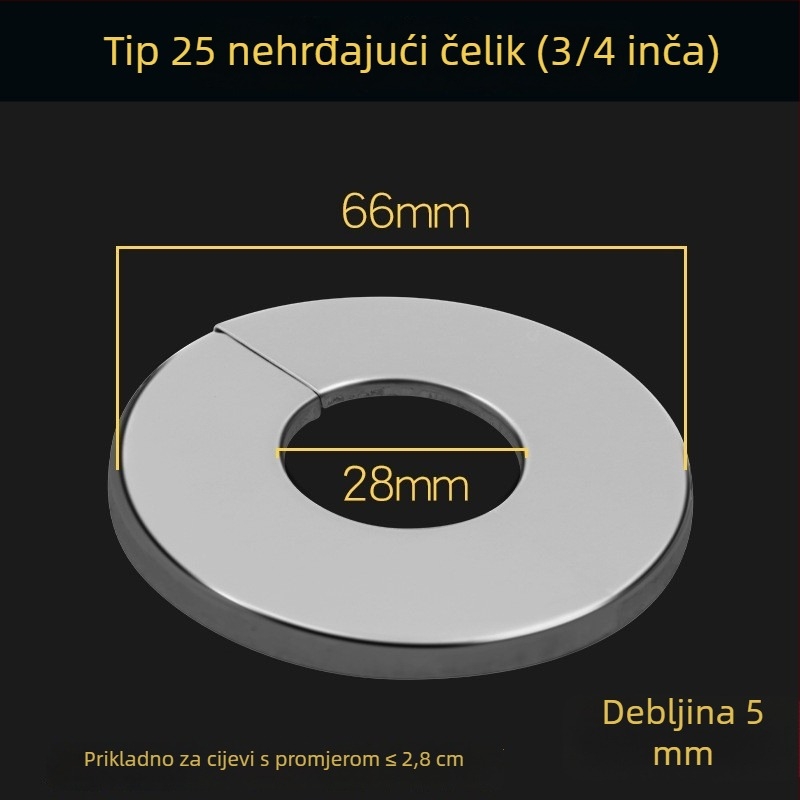 Nerđajući čelik dvodijelni dekorativni poklopac za kutni ventil; moderni minimalistički stil; debljina zida 5 mm; pogodno za vodovodne ventile, plinske cijevi i HVAC otvore