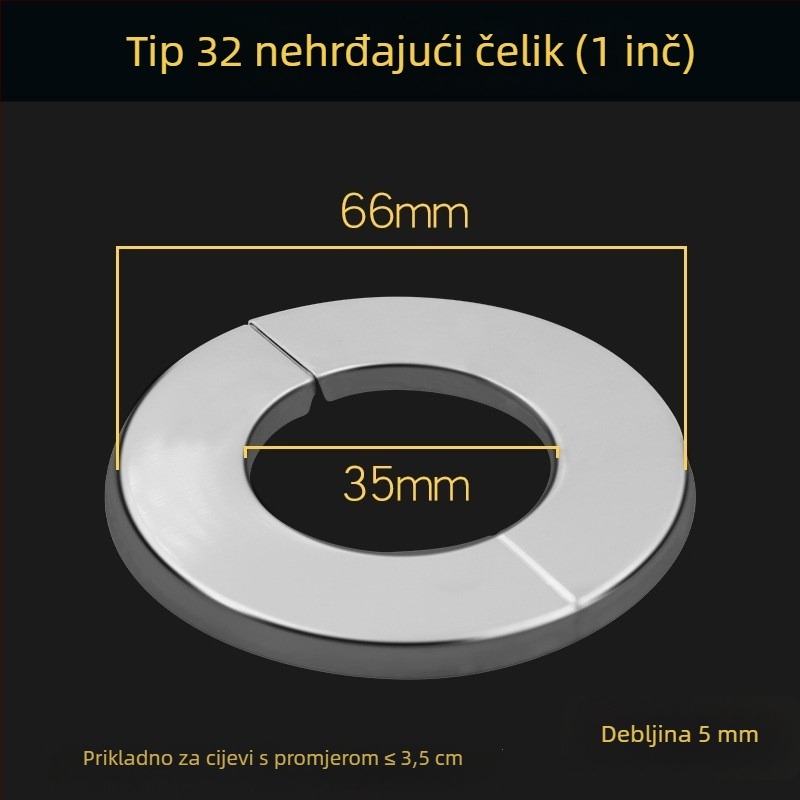 Nerđajući čelik dvodijelni dekorativni poklopac za kutni ventil; moderni minimalistički stil; debljina zida 5 mm; pogodno za vodovodne ventile, plinske cijevi i HVAC otvore