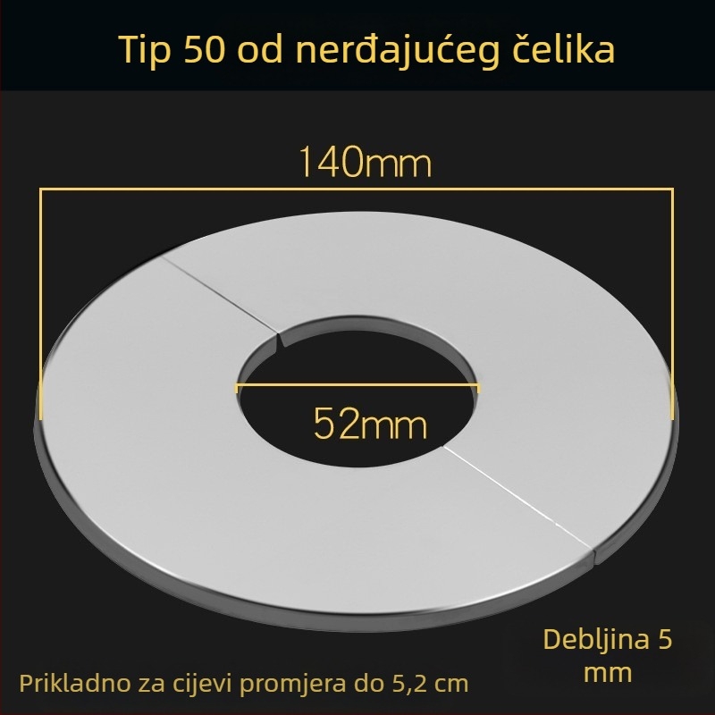 Nerđajući čelik dvodijelni dekorativni poklopac za kutni ventil; moderni minimalistički stil; debljina zida 5 mm; pogodno za vodovodne ventile, plinske cijevi i HVAC otvore