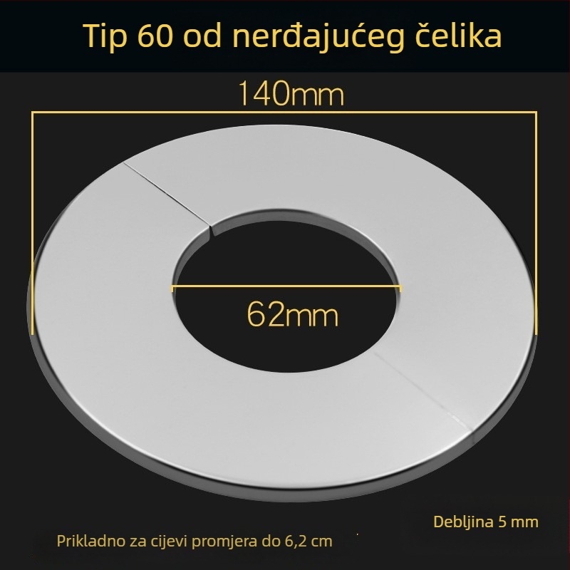 Nerđajući čelik dvodijelni dekorativni poklopac za kutni ventil; moderni minimalistički stil; debljina zida 5 mm; pogodno za vodovodne ventile, plinske cijevi i HVAC otvore