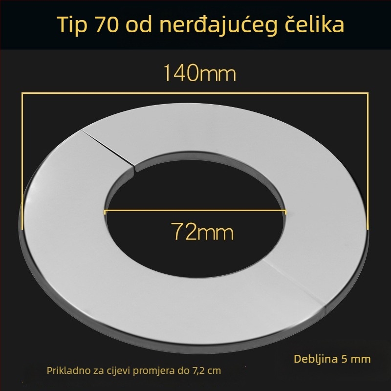 Nerđajući čelik dvodijelni dekorativni poklopac za kutni ventil; moderni minimalistički stil; debljina zida 5 mm; pogodno za vodovodne ventile, plinske cijevi i HVAC otvore