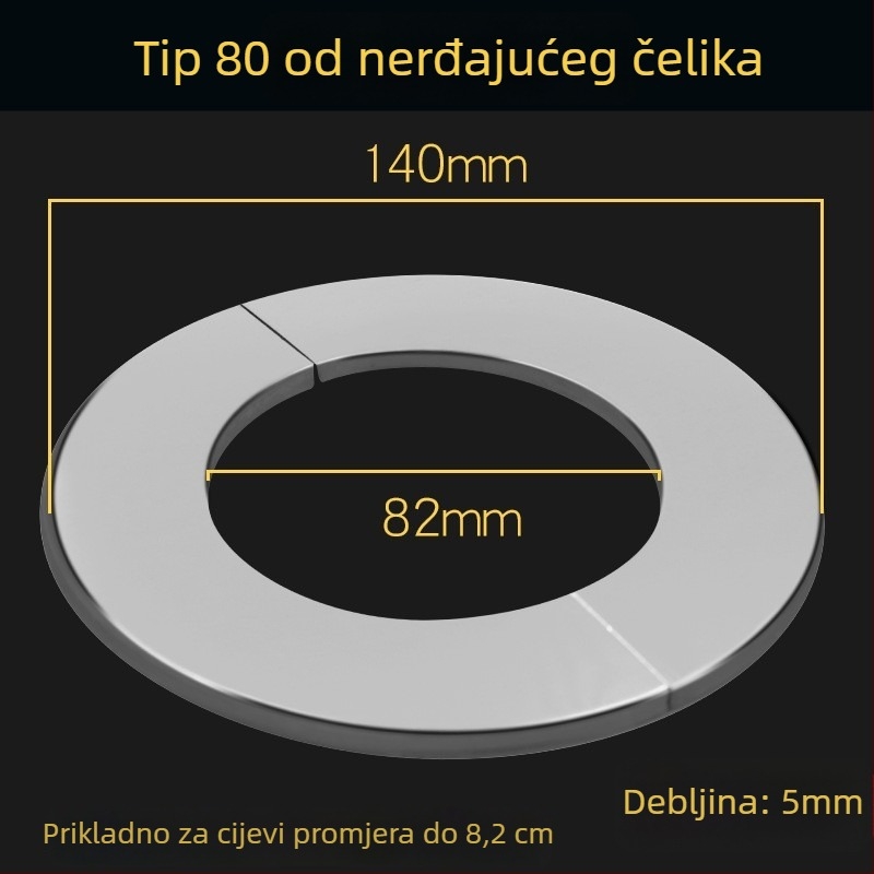 Nerđajući čelik dvodijelni dekorativni poklopac za kutni ventil; moderni minimalistički stil; debljina zida 5 mm; pogodno za vodovodne ventile, plinske cijevi i HVAC otvore