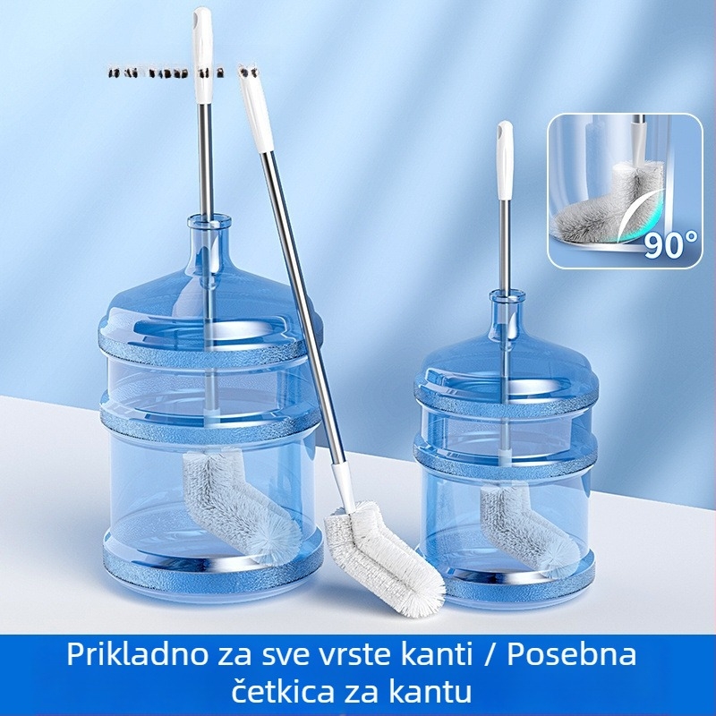 Četka za kantu za čišćenje dispenser vode za flaširanu i mineralnu vodu, s 360° dugom ručkom
