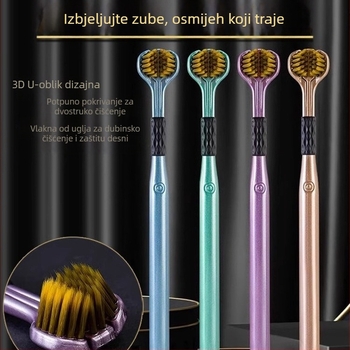 Trostruka četkica za zube s mekanim vlaknima za odrasle, 3D čišćenje bez mrtvih kutova, model 029, kućna upotreba