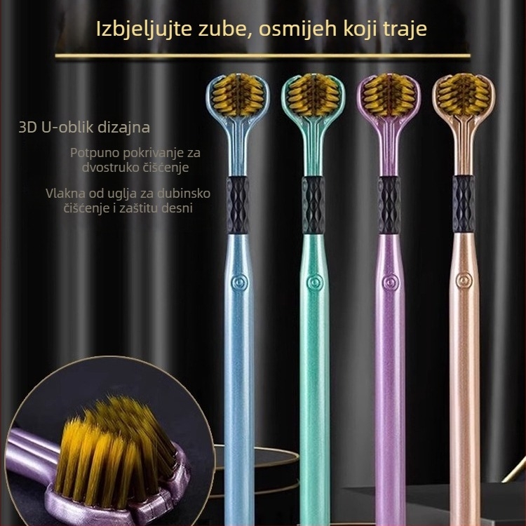 Trostruka četkica za zube s mekanim vlaknima za odrasle, 3D čišćenje bez mrtvih kutova, model 029, kućna upotreba