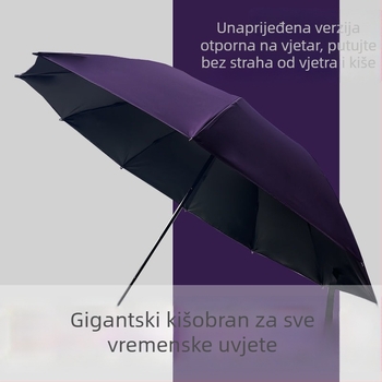 Poslovni kišobran s 10 čeličnih rebara, ojačana i debela konstrukcija, automatsko otvaranje, otporan na vjetar, tisk logotipa