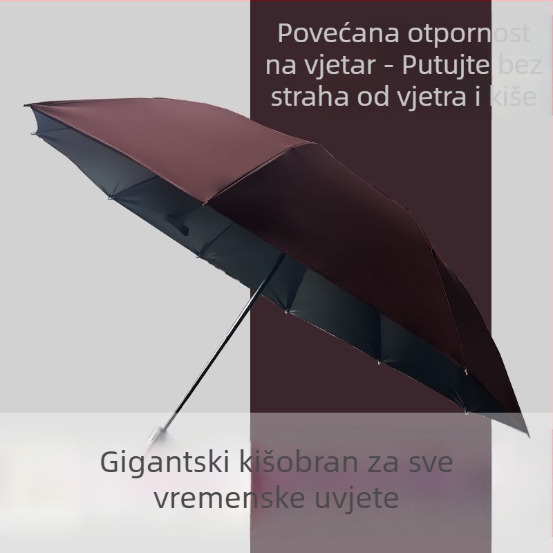 Poslovni kišobran s 10 čeličnih rebara, ojačana i debela konstrukcija, automatsko otvaranje, otporan na vjetar, tisk logotipa