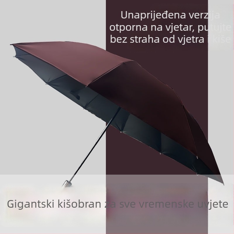 Poslovni kišobran s 10 čeličnih rebara, ojačana i debela konstrukcija, automatsko otvaranje, otporan na vjetar, tisk logotipa