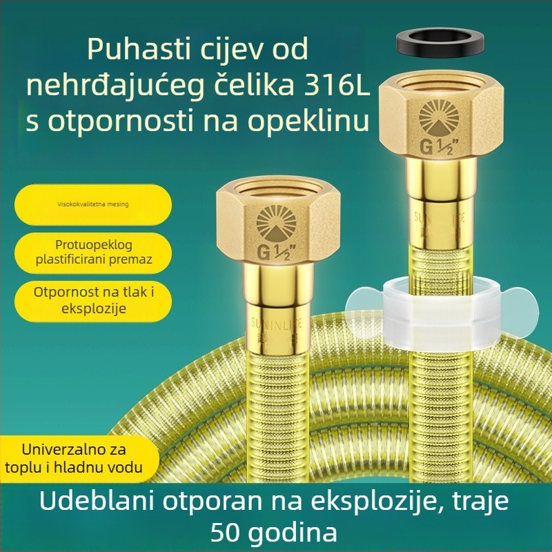 316 nehrđajući čelik anti-scald fleksibilni crijev za bojler, ulaz/izlaz tople i hladne vode