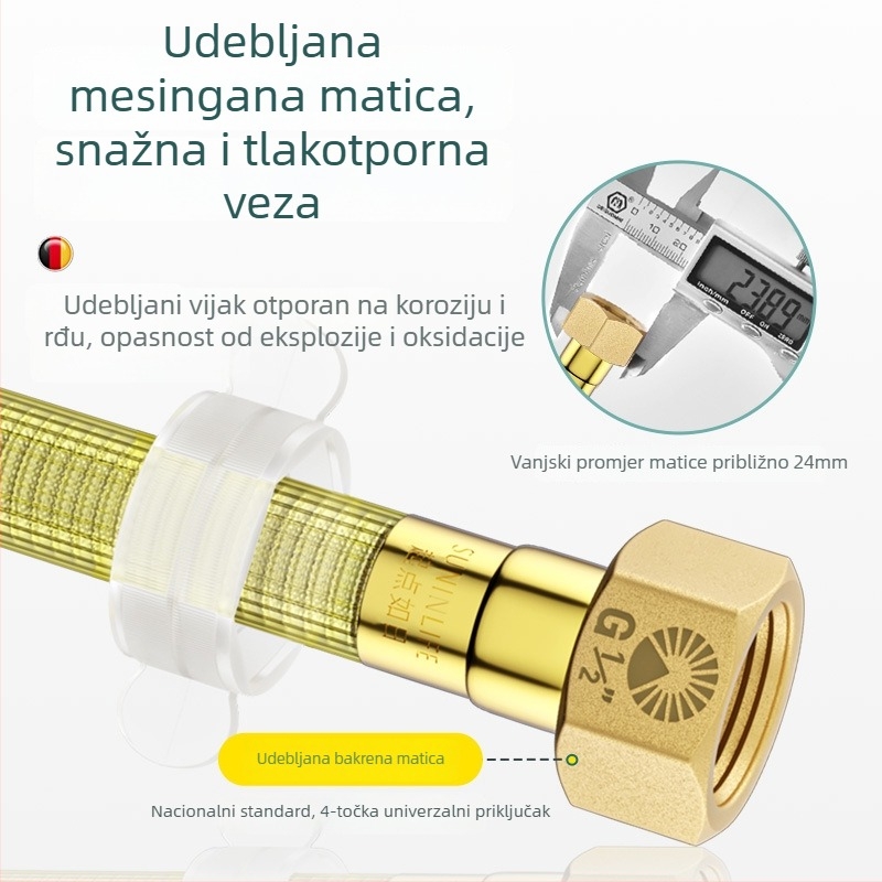 316 nehrđajući čelik anti-scald fleksibilni crijev za bojler, ulaz/izlaz tople i hladne vode