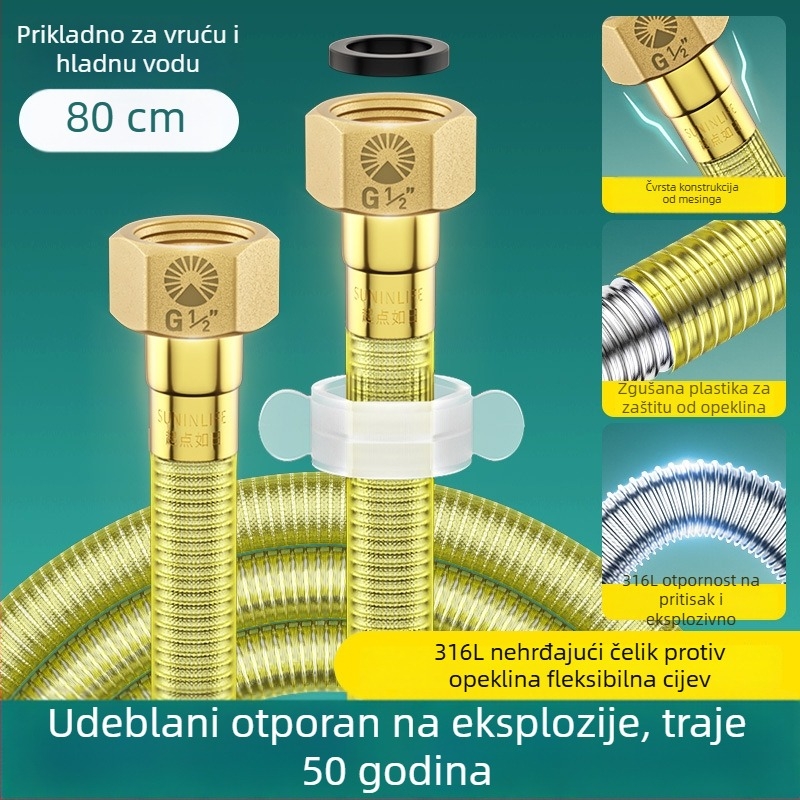 316 nehrđajući čelik anti-scald fleksibilni crijev za bojler, ulaz/izlaz tople i hladne vode
