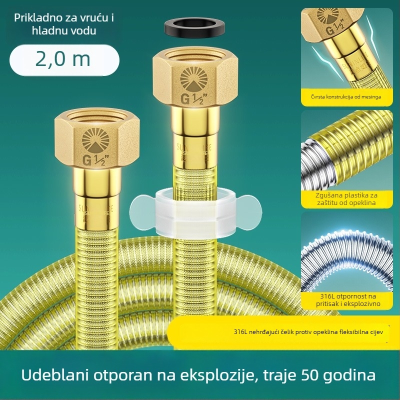 316 nehrđajući čelik anti-scald fleksibilni crijev za bojler, ulaz/izlaz tople i hladne vode