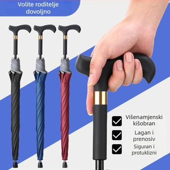 Kišobran u stilu štapa s UV zaštitom, vodootporan i protuklizan; 8 rebara od vlakana, automatsko otvaranje, metalna osovina, UPF 50+