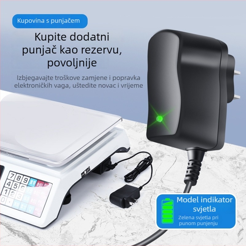 Punjač za digitalne vage s kružnim otvorom i LED indikatorom, ulaz DC12-24V, izlaz DC6-12V, KC certifikat, serija: Punjač za digitalne vage