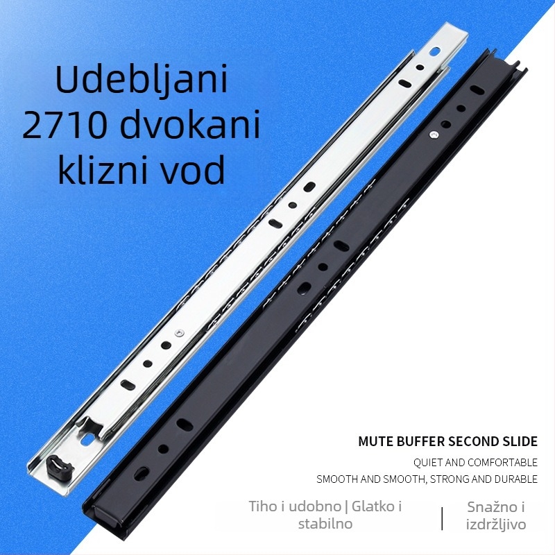 Dvostruka klizna vodilica za namještaj | čelik, elektroforezni završetak, model YF2710, stil lagani luksuz, prilagodljiva obrada