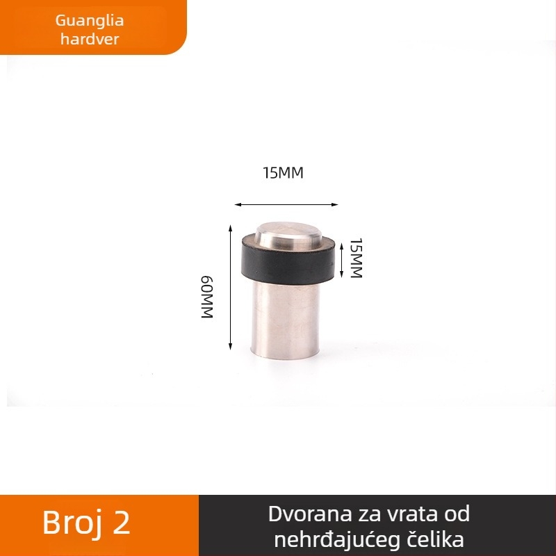 Bez bušenja: Stoper za vrata od nehrđajućeg čelika sa gumom, podni montaža, automatsko upravljanje, model: produženi gumeni stopper za vrata