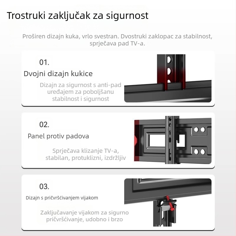 Universalni stalak za televizor, držač bez bušenja, nosač za podizanje monitora na stol, kompatibilan s Hisense, Xiaomi i Skyworth, od hladno valjanog čelika, nosivost preko 15 kg, moguć i na zid