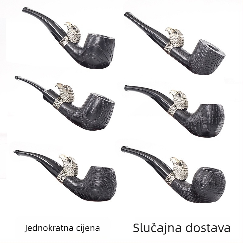 Hrastova lula s ukrasom glave orla za muškarce – prijenosna, ručno rađena, starinski stil, filtrirana lula za duhan