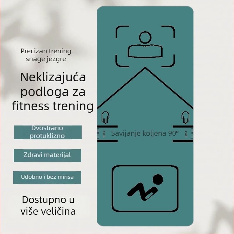 TPE joga podloga za trbušne vježbe, 183×61 cm, debljine 8 mm, protuklizna, izdržljiva podloga za trening