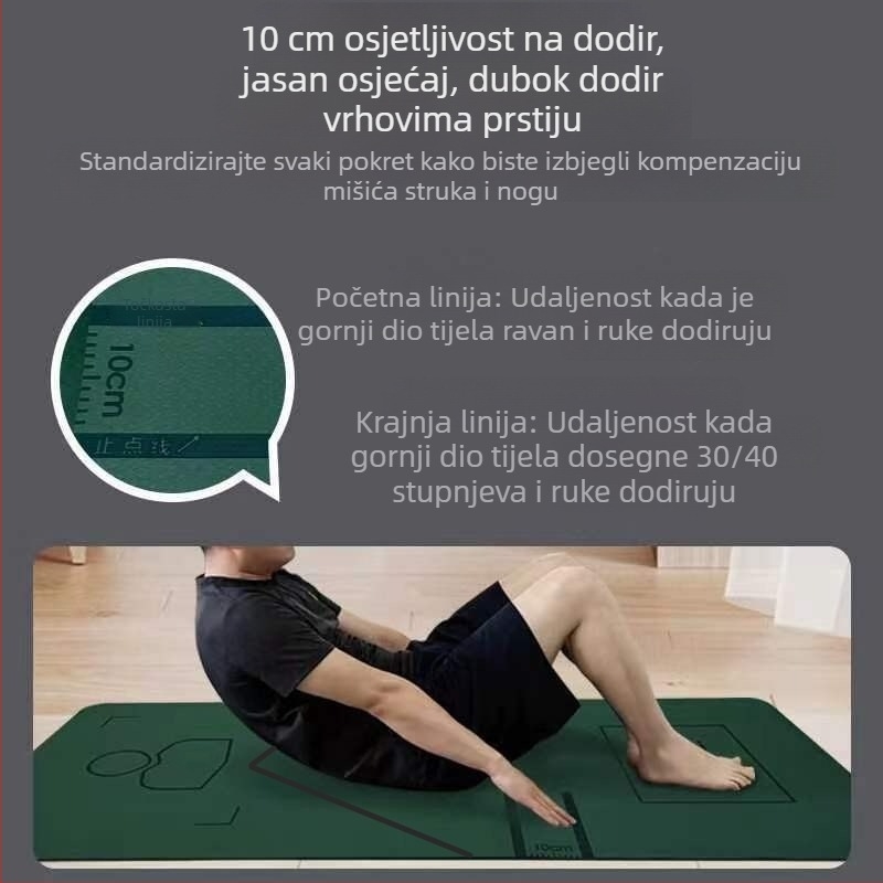 TPE joga podloga za trbušne vježbe, 183×61 cm, debljine 8 mm, protuklizna, izdržljiva podloga za trening