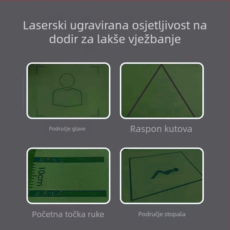 TPE joga podloga za trbušne vježbe, 183×61 cm, debljine 8 mm, protuklizna, izdržljiva podloga za trening