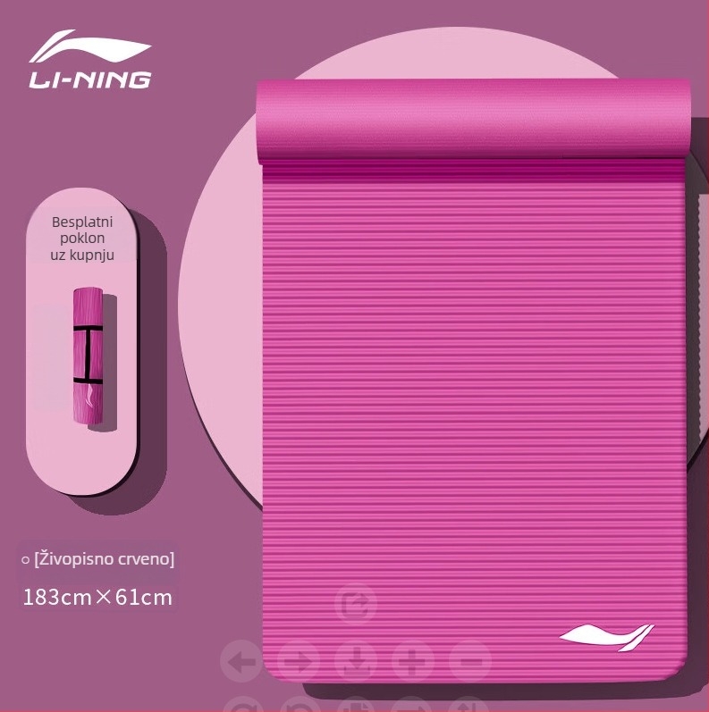 Li Ning joga prostirka za fitness — EVA, 8 mm debljina, 1 kg težina, protuklizna, široka i debela konstrukcija