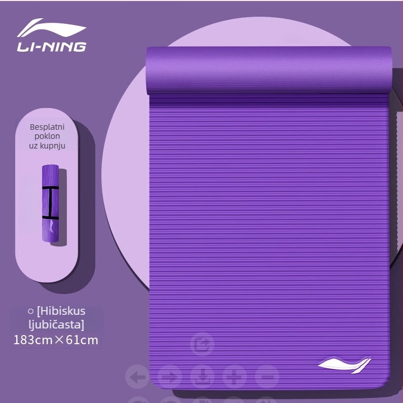 Li Ning joga prostirka za fitness — EVA, 8 mm debljina, 1 kg težina, protuklizna, široka i debela konstrukcija
