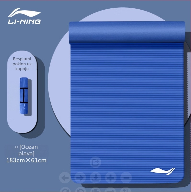 Li Ning joga prostirka za fitness — EVA, 8 mm debljina, 1 kg težina, protuklizna, široka i debela konstrukcija