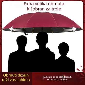 Preokretni kišobran za sunce i kišu, poslovni рекламни kišobran s mogućnošću otiska logotipa, 10 čeličnih rebara, ručno otvaranje i zatvaranje, UPF 40+